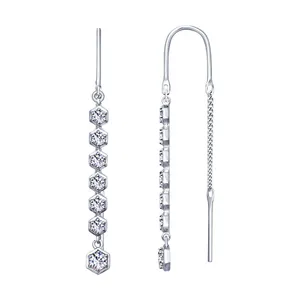 Серьги из серебра с фианитами