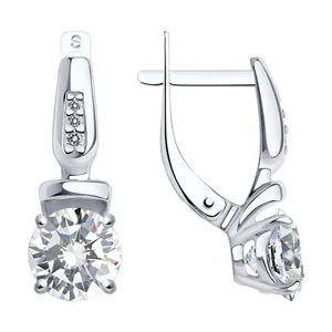 Серьги из серебра с фианитами