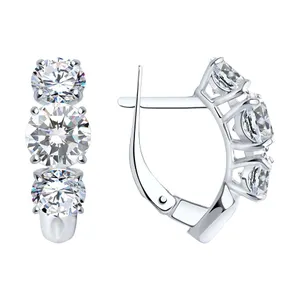 Серьги из серебра с фианитами