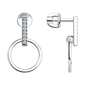 Серьги из серебра с фианитами