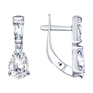 Серьги из серебра с фианитами