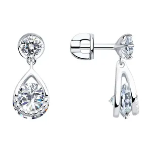 Серьги из серебра с фианитами