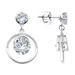 Серьги из серебра с фианитами