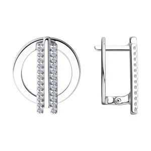 Серьги из серебра с фианитами