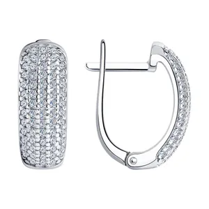 Серьги из серебра с фианитами