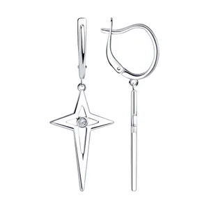 Серьги из серебра с фианитами