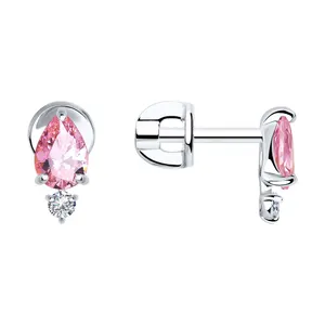 Серьги из серебра с фианитами