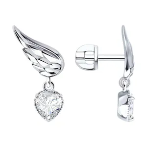 Серьги из серебра с фианитами