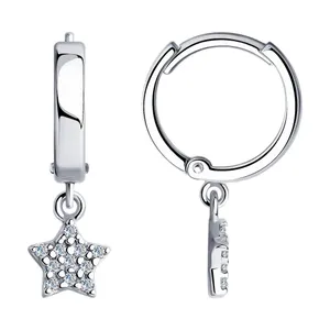 Серьги из серебра с фианитами