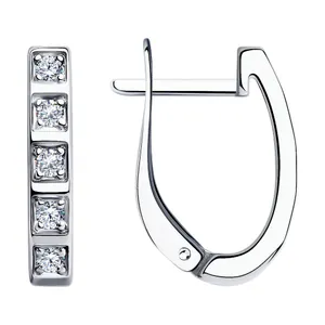 Серьги из серебра с фианитами