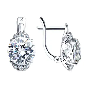 Серьги из серебра с фианитами