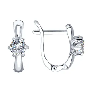 Серьги из серебра с фианитами