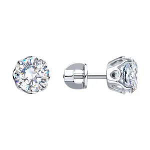 Серьги из серебра с фианитами