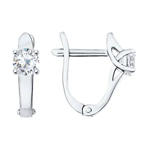 Серьги из серебра с фианитами