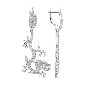 Серьги из серебра с фианитами