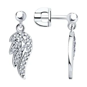 Серьги из серебра с фианитами