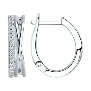 Серьги из серебра с фианитами