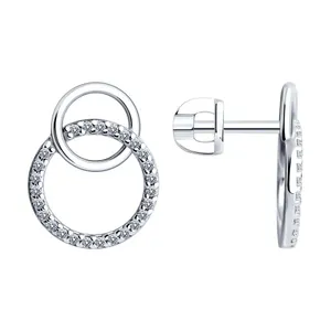 Серьги из серебра с фианитами