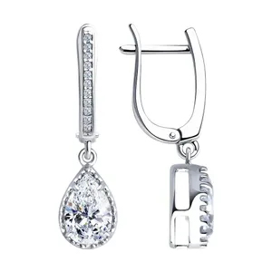 Серьги из серебра с фианитами