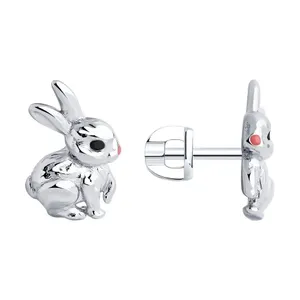 Серьги пусеты из серебра с эмалью