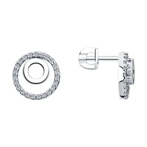 Серьги из серебра с фианитами