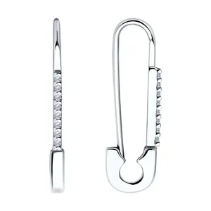 Серьги из серебра с фианитами