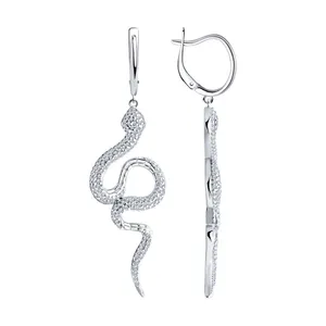 Серьги из серебра с фианитами