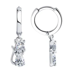 Серьги из серебра с фианитами