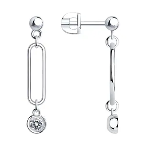 Серьги из серебра с фианитами