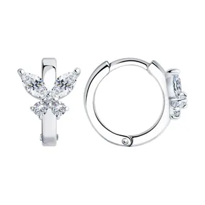 Серьги из серебра с фианитами