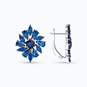 Серьги из серебра с фианитами