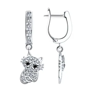 Серьги из серебра с фианитами