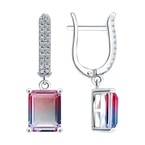 Серьги из серебра с фианитами