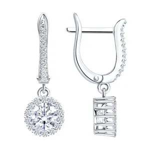 Серьги из серебра с фианитами