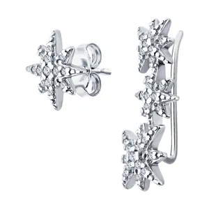 Серьги из серебра с фианитами