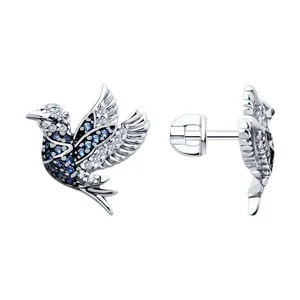 Серьги из серебра с фианитами