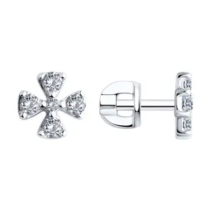 Серьги из серебра с фианитами