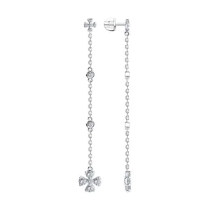 Серьги из серебра с фианитами