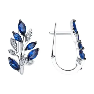 Серьги из серебра с фианитами