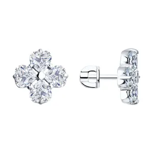 Серьги из серебра с фианитами