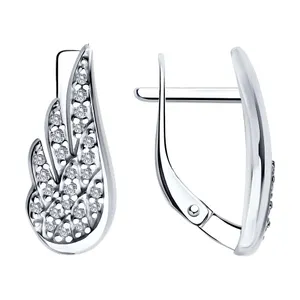 Серьги из серебра с фианитами