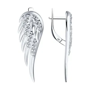 Серьги из серебра с фианитами