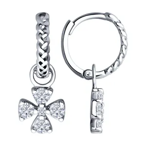 Серьги из серебра с фианитами