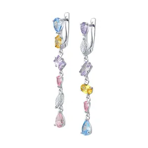 Серьги из серебра с фианитами