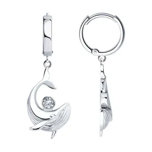 Серьги из серебра с фианитами