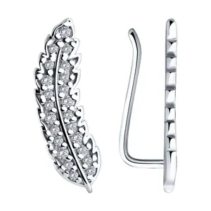 Серьги из серебра с фианитами