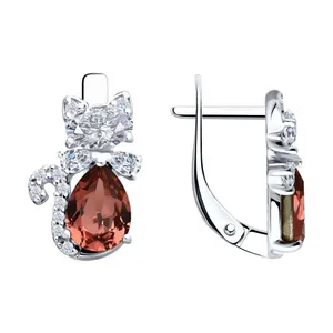 Серьги из серебра с кристаллами и фианитами