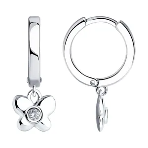 Серьги из серебра с фианитами