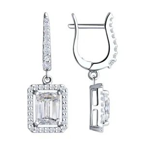 Серьги из серебра с фианитами