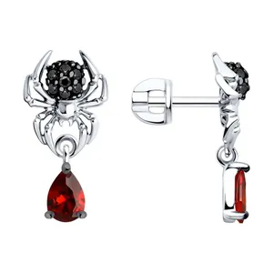 Серьги из серебра с фианитами